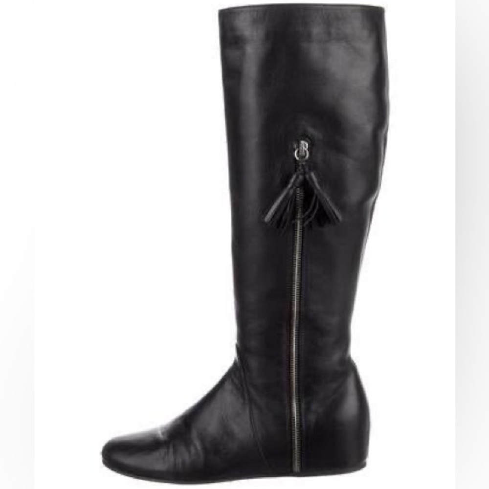 NEW $695 Stuart Weitzman Boot Tass Hidden Wedge Black Leather Zipper Bootie 7 - Picture 1 of 6